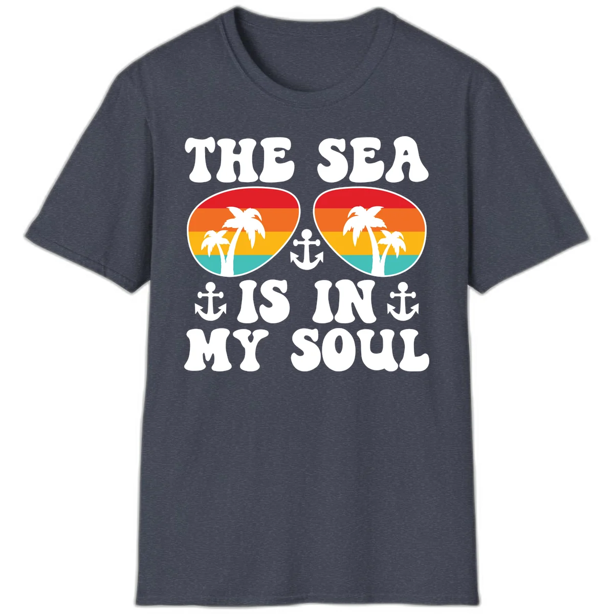The Sea Is In My Soul T-Shirt in Heather Navy