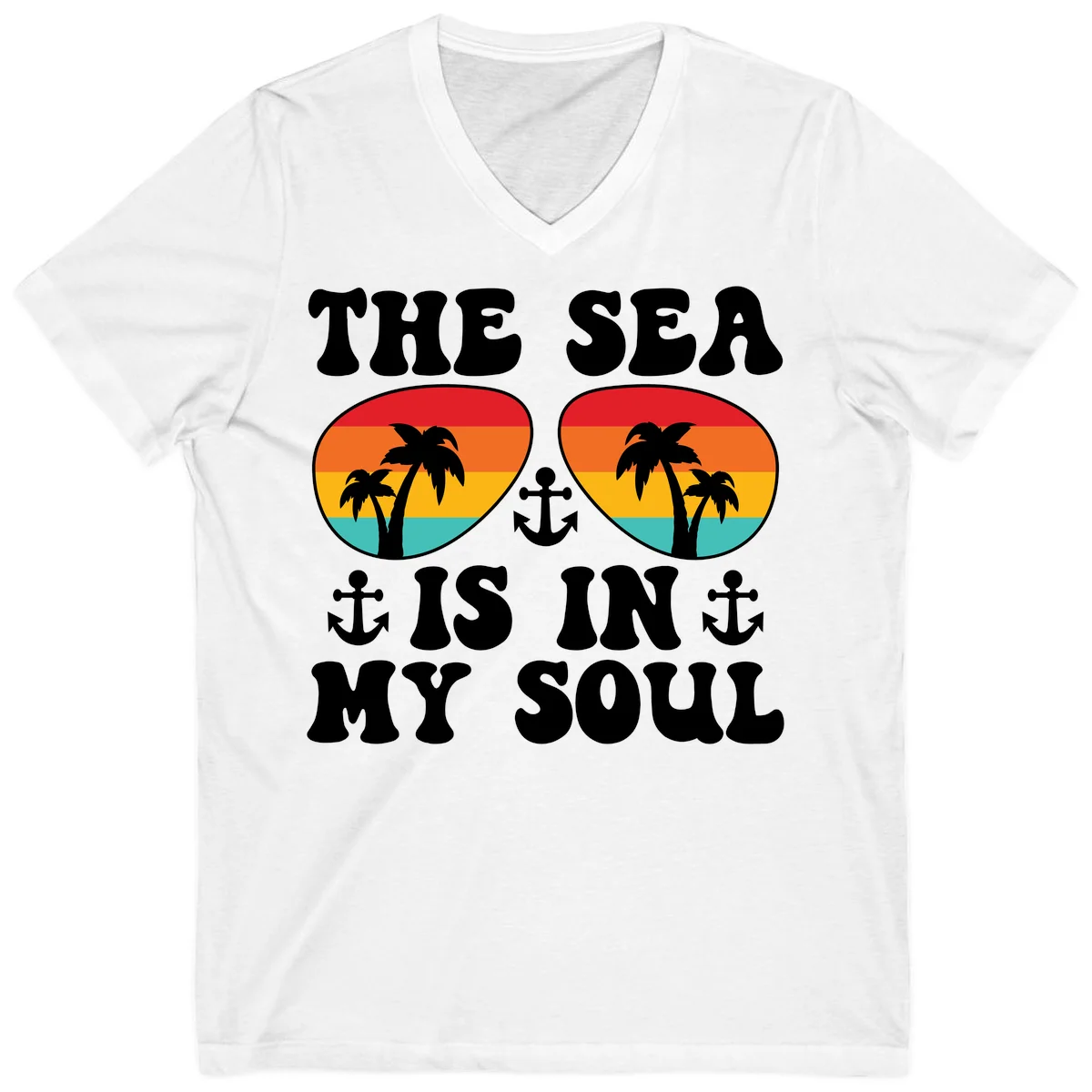 The Sea Is In My Soul V-Neck Tee in White