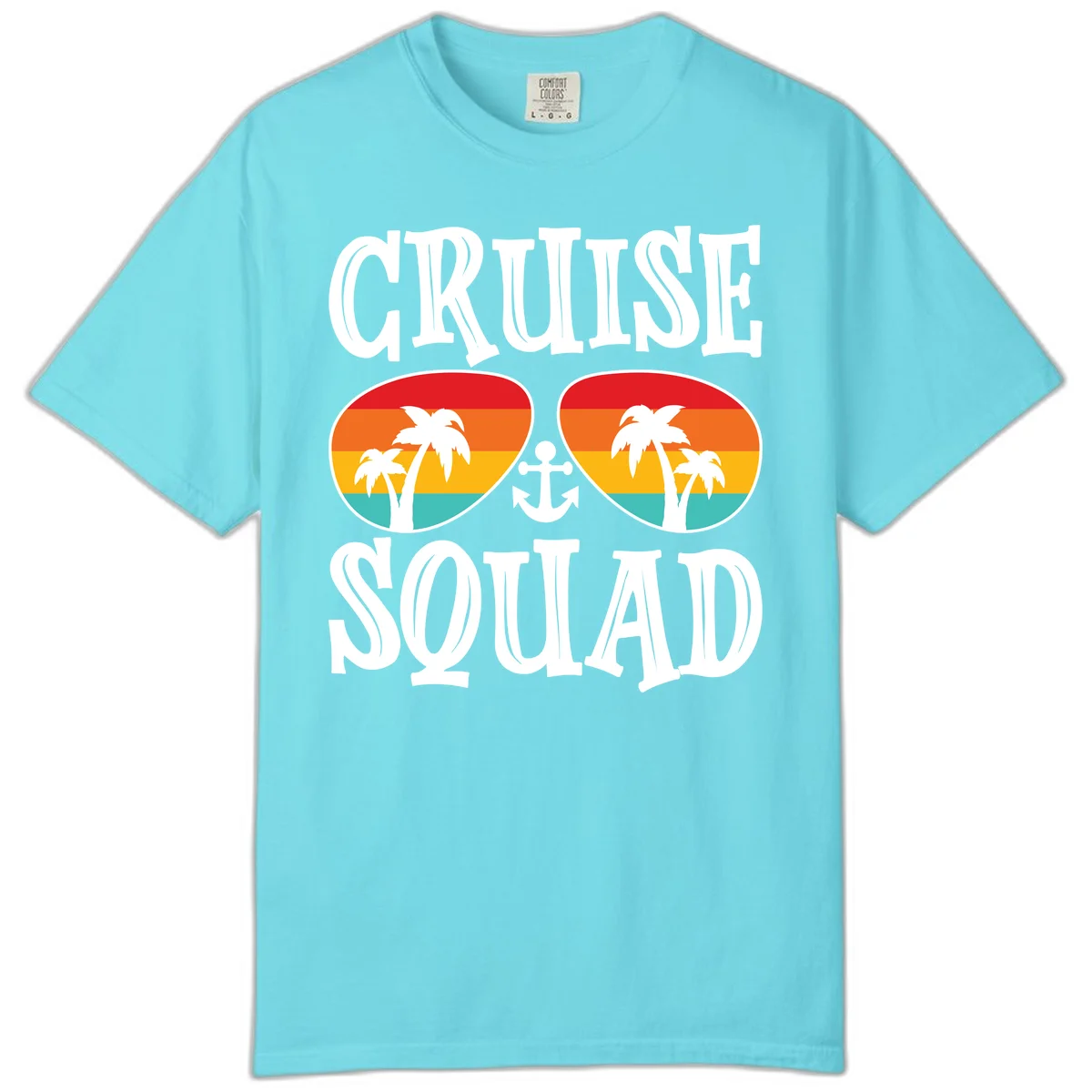 Cruise Squad Sunglasses Comfort Color T-Shirt in Lagoon Blue