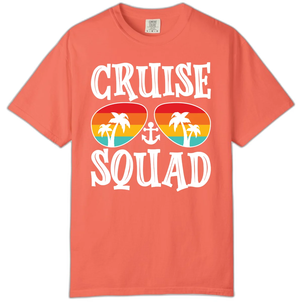 Cruise Squad Sunglasses Comfort Color T-Shirt in Bright Salmon
