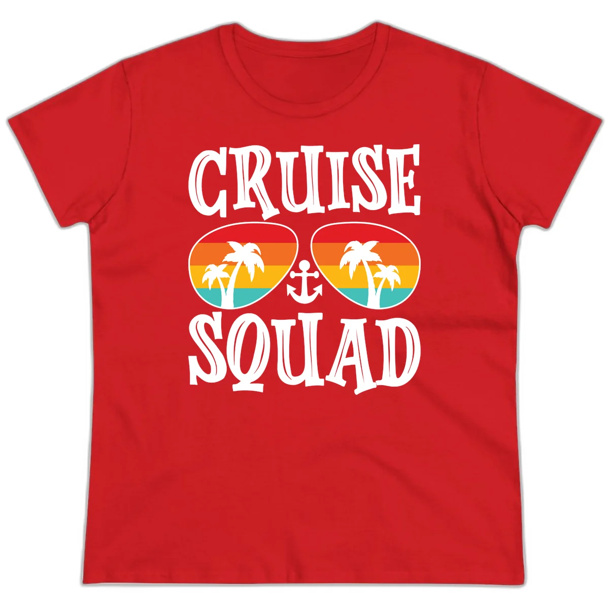 Cruise Squad Sunglasses Ladies Tee in Red