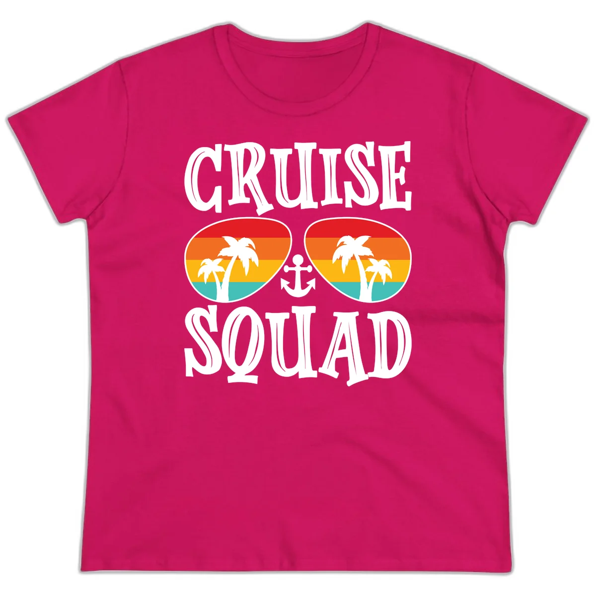 Cruise Squad Sunglasses Ladies Tee in Heliconia