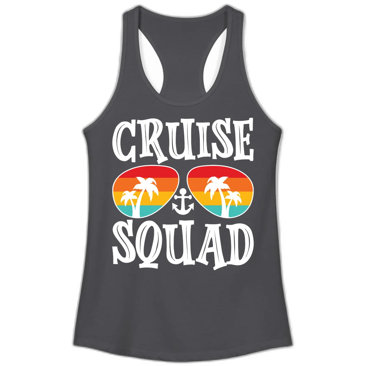 Cruise Squad Sunglasses Ladies Tank in Solid Dark Gray