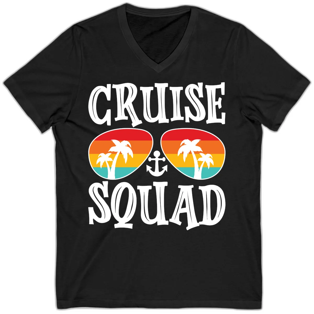 Cruise Squad Sunglasses V-Neck T-Shirt in Black