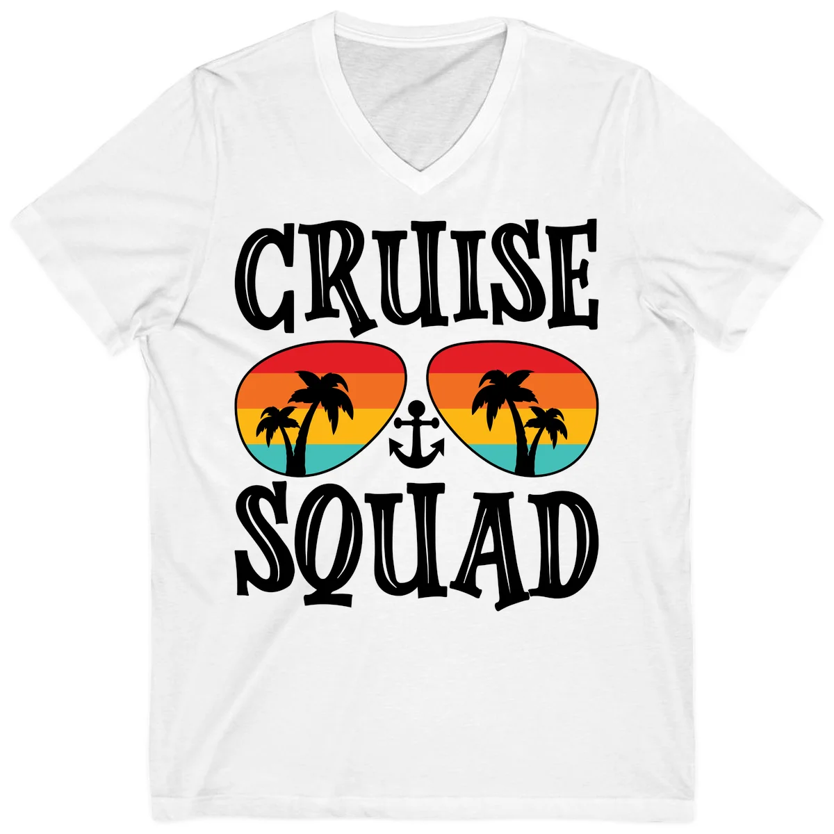 Cruise Squad Sunglasses V-Neck T-Shirt in White