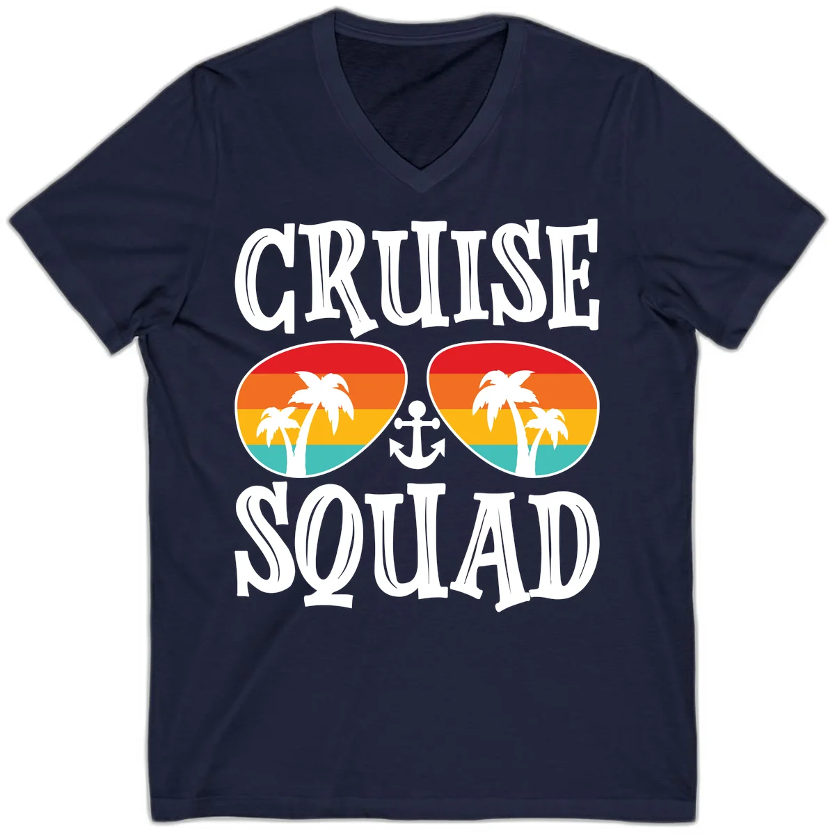 Cruise Squad Sunglasses V-Neck T-Shirt in Navy