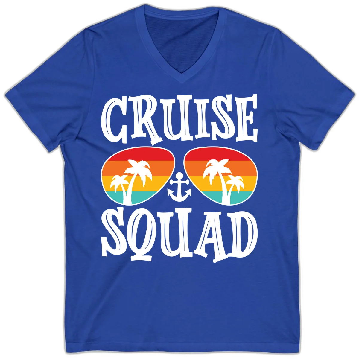 Cruise Squad Sunglasses V-Neck T-Shirt in True Royal