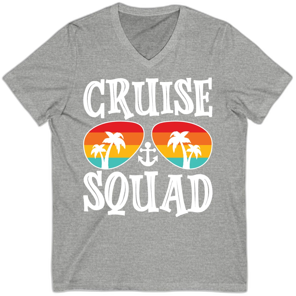 Cruise Squad Sunglasses V-Neck T-Shirt in Athletic Heather