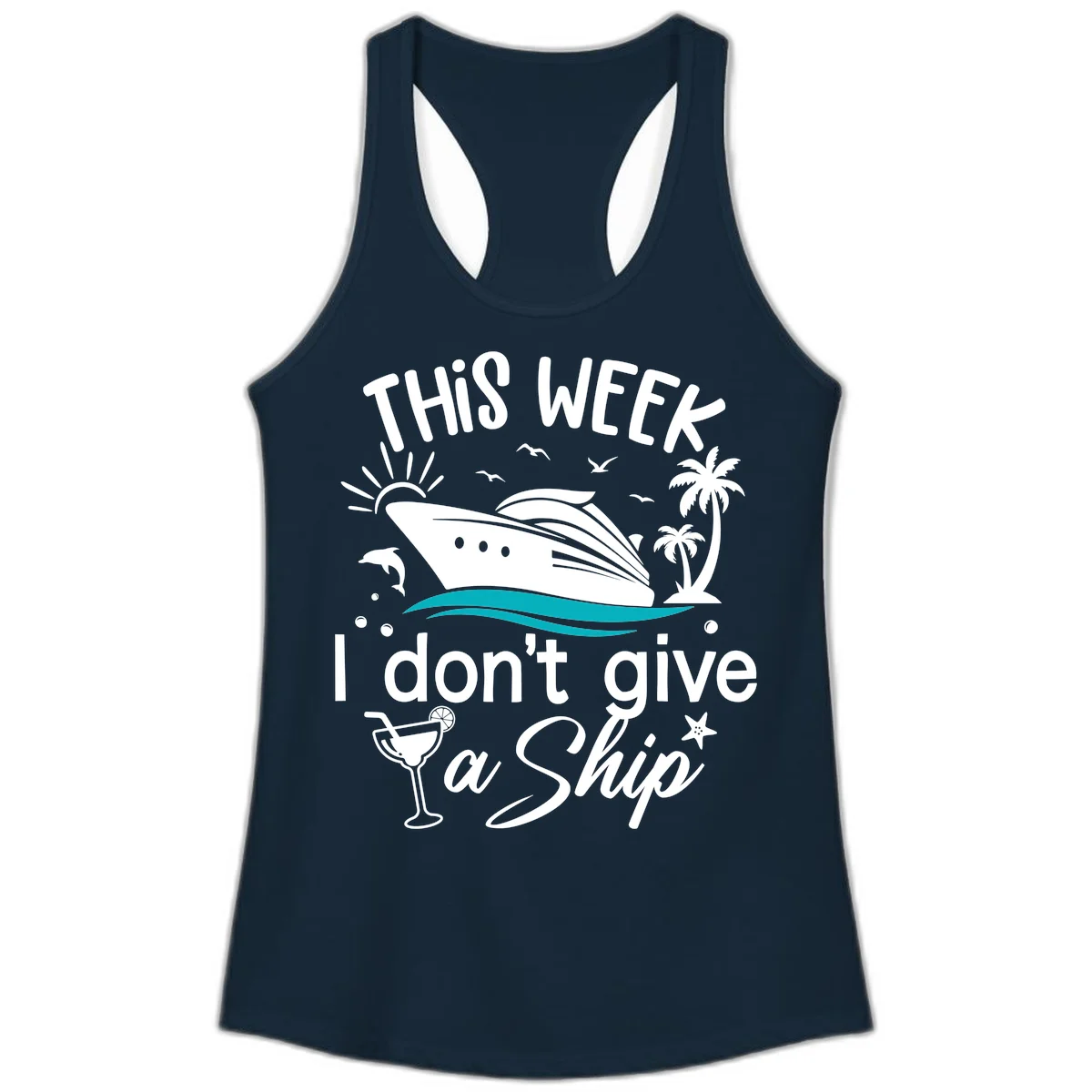 This Week I Don't Give A Ship Ladies Tank in Solid Midnight Navy