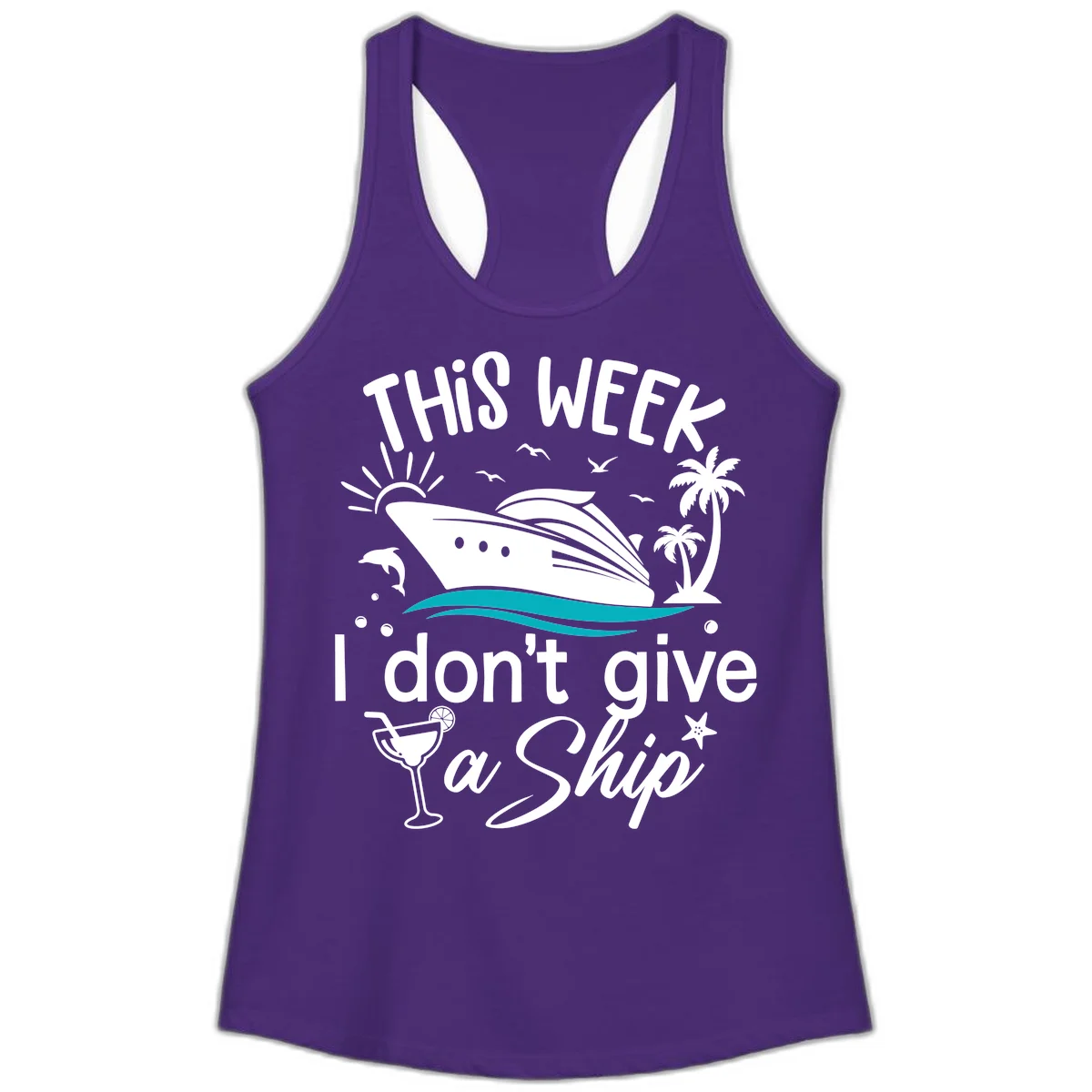 This Week I Don't Give A Ship Ladies Tank in Solid Purple Rush