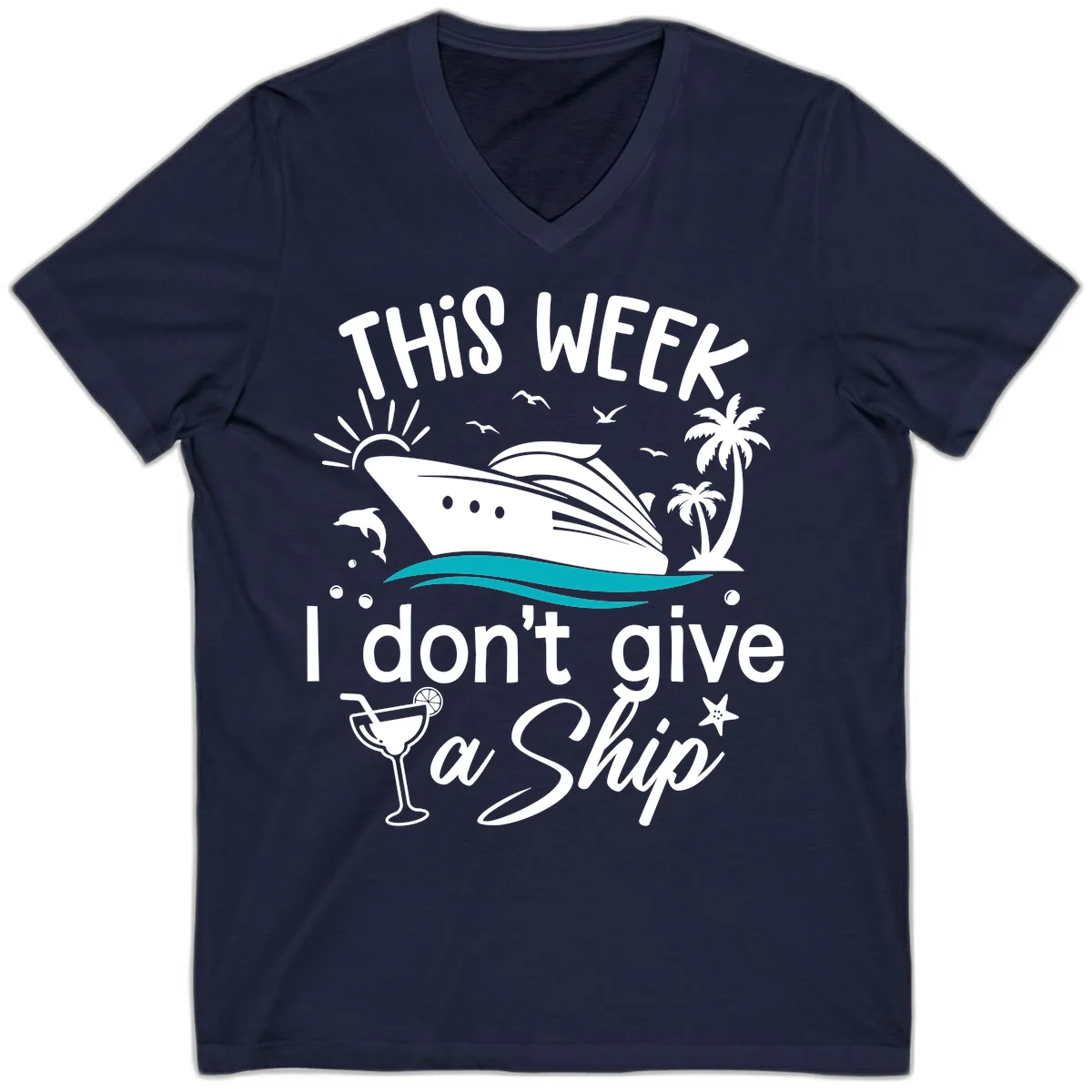 This Week I Don't Give A Ship V-Neck in Navy
