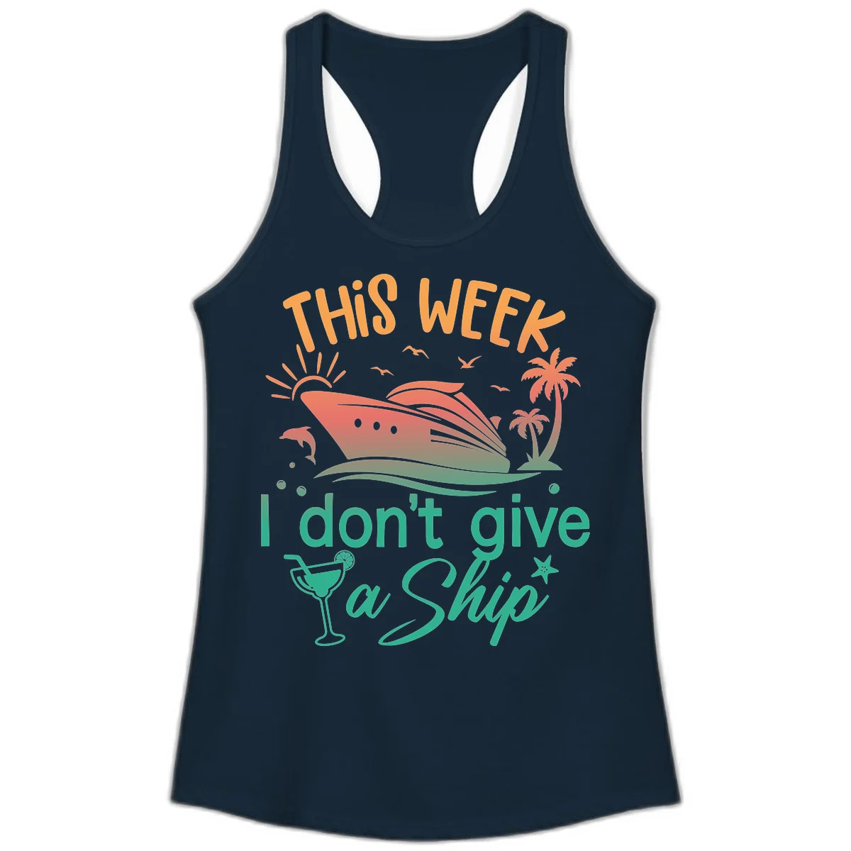 This Week I Don't Give A Ship Ladies Tank in Solid Midnight Navy