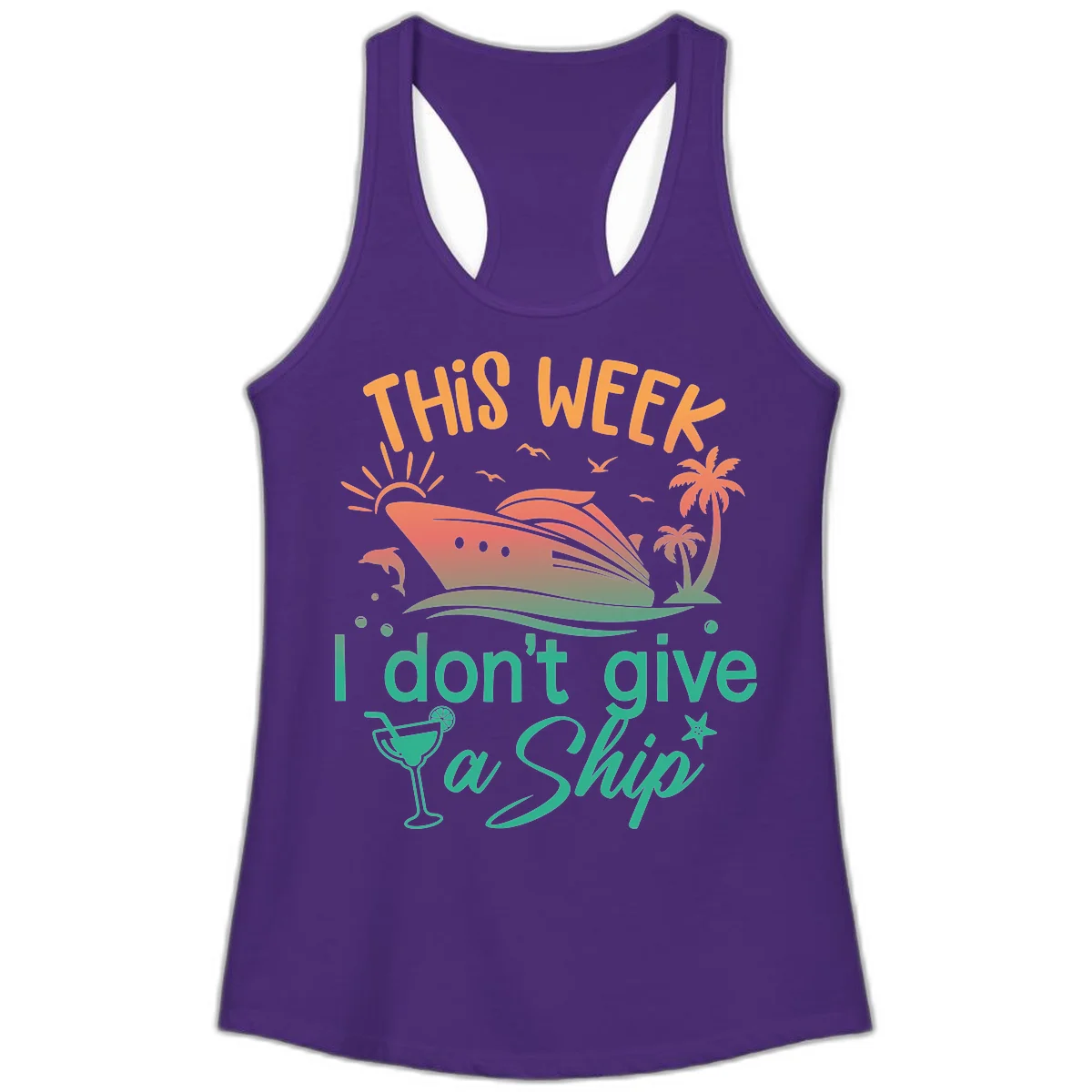 This Week I Don't Give A Ship Ladies Tank in Solid Purple Rush