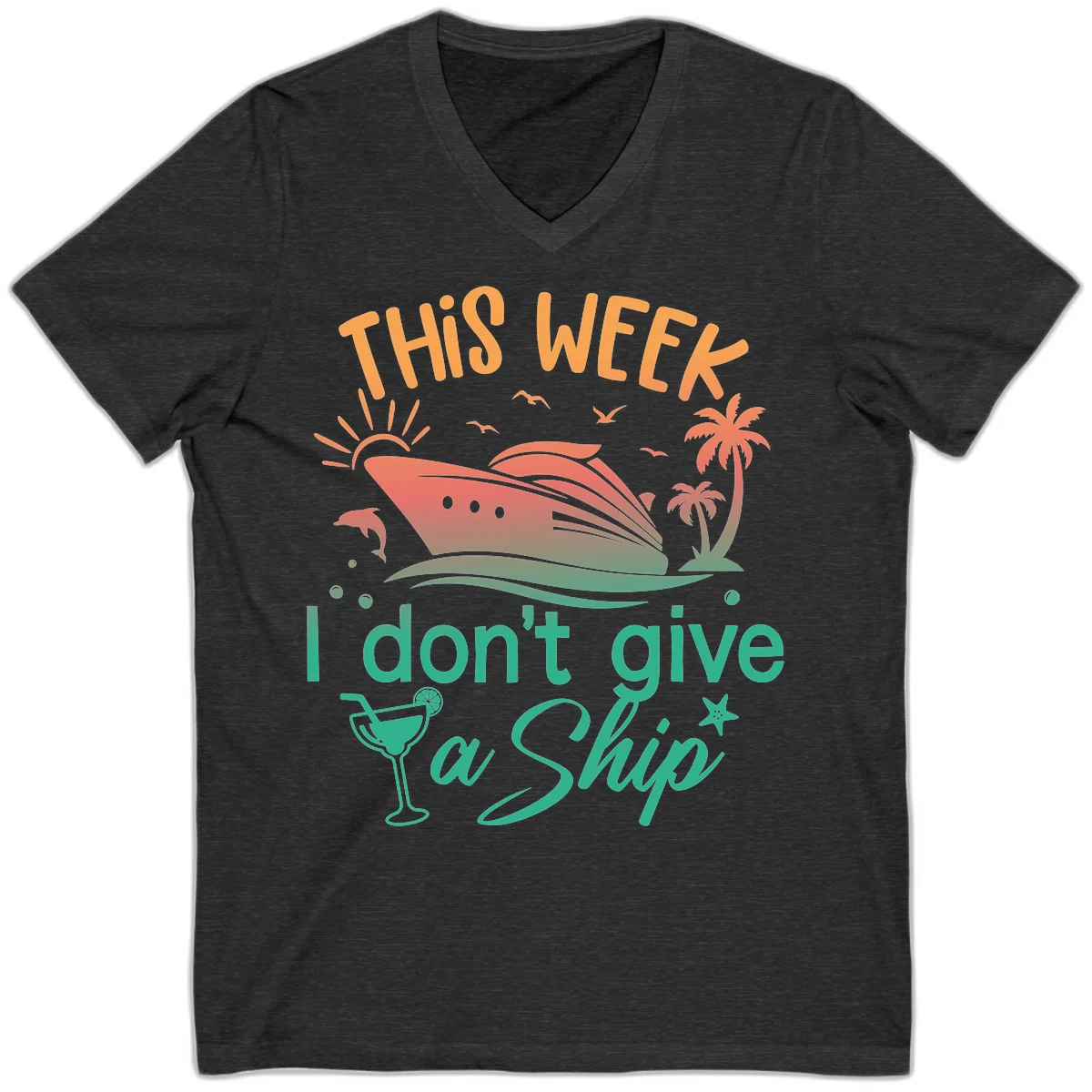 This Week I Don't Give A Ship V-Neck in Dark Grey Heather
