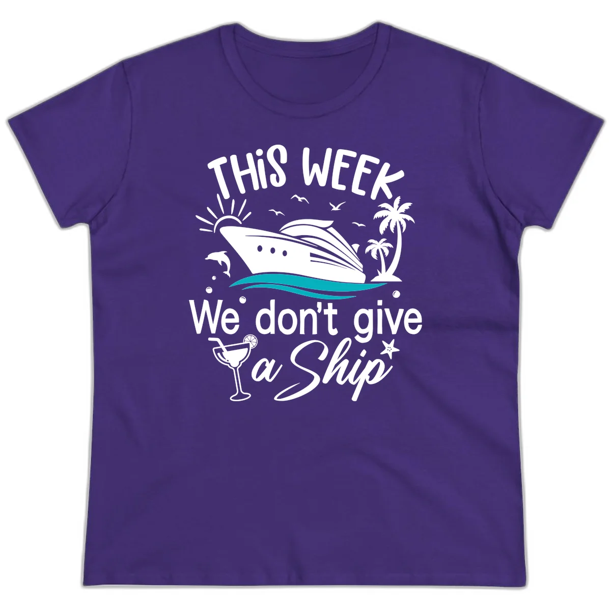 We Don't Give A Ship Cruise Ladies Tee in Purple
