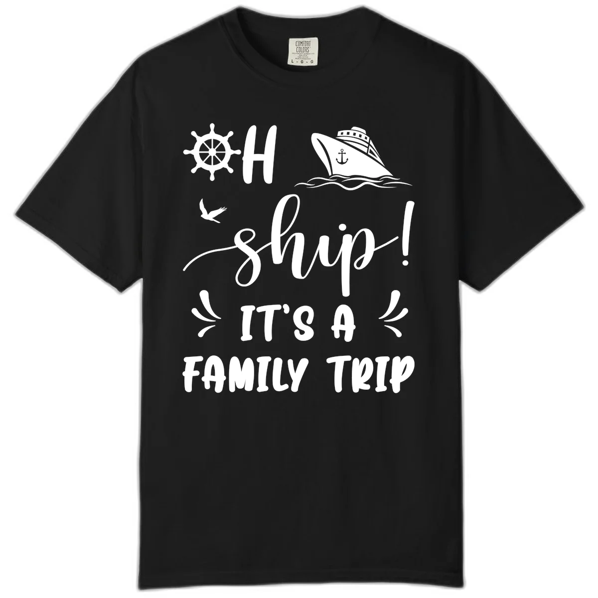 Ahoy Ship It's A Family Trip Comfort Color in Black