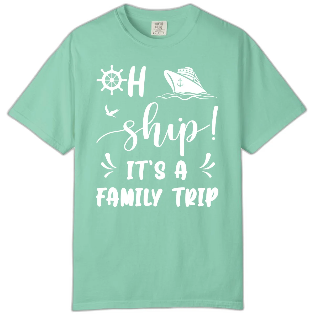 Ahoy Ship It's A Family Trip Comfort Color in Island Reef