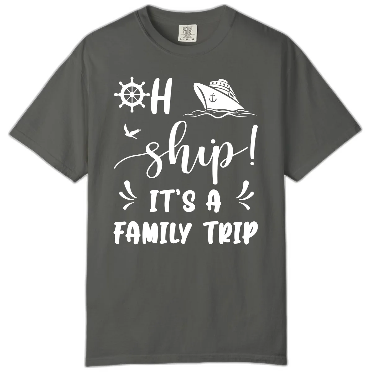 Ahoy Ship It's A Family Trip Comfort Color in Pepper