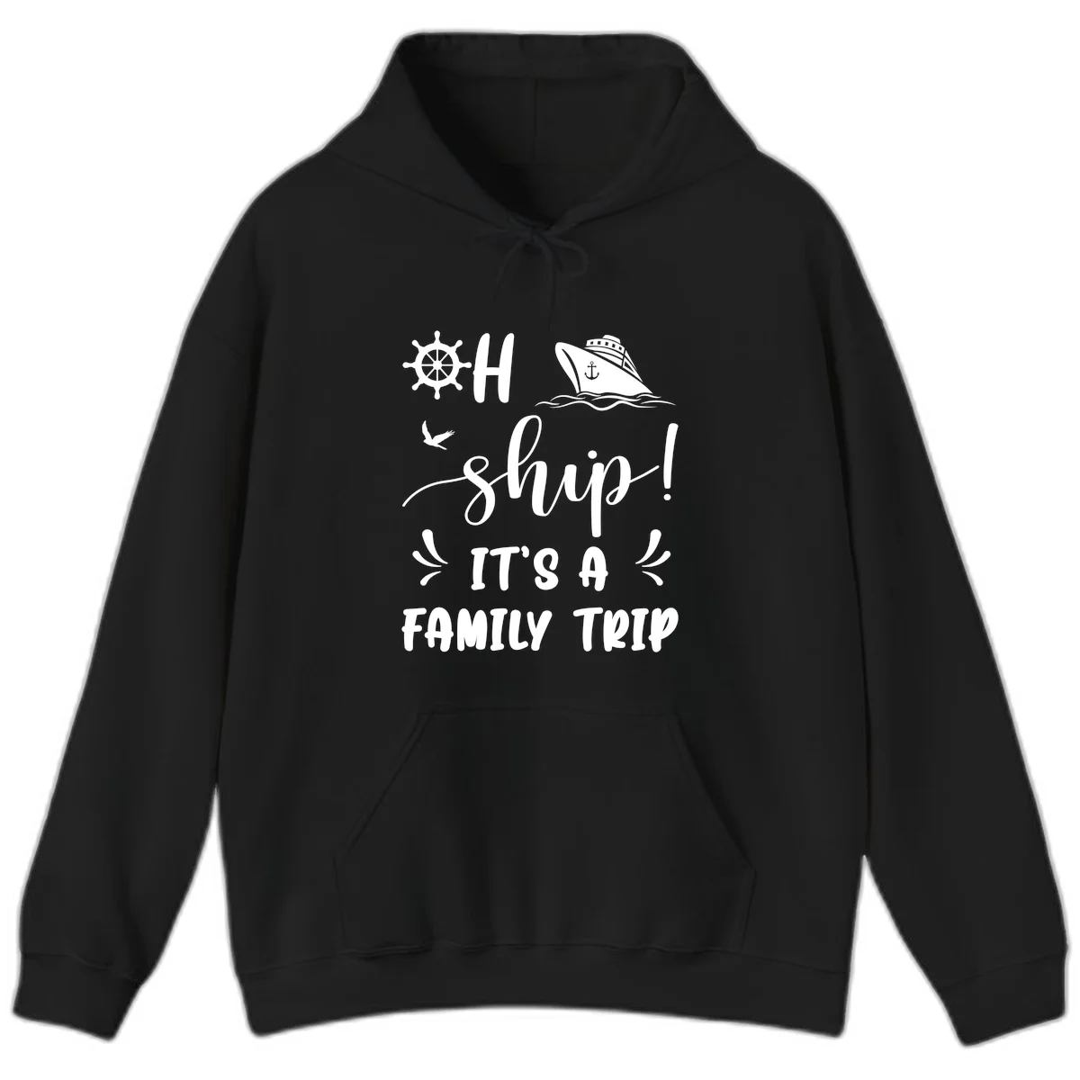 Ahoy Ship It's A Family Trip Hoodie in Black
