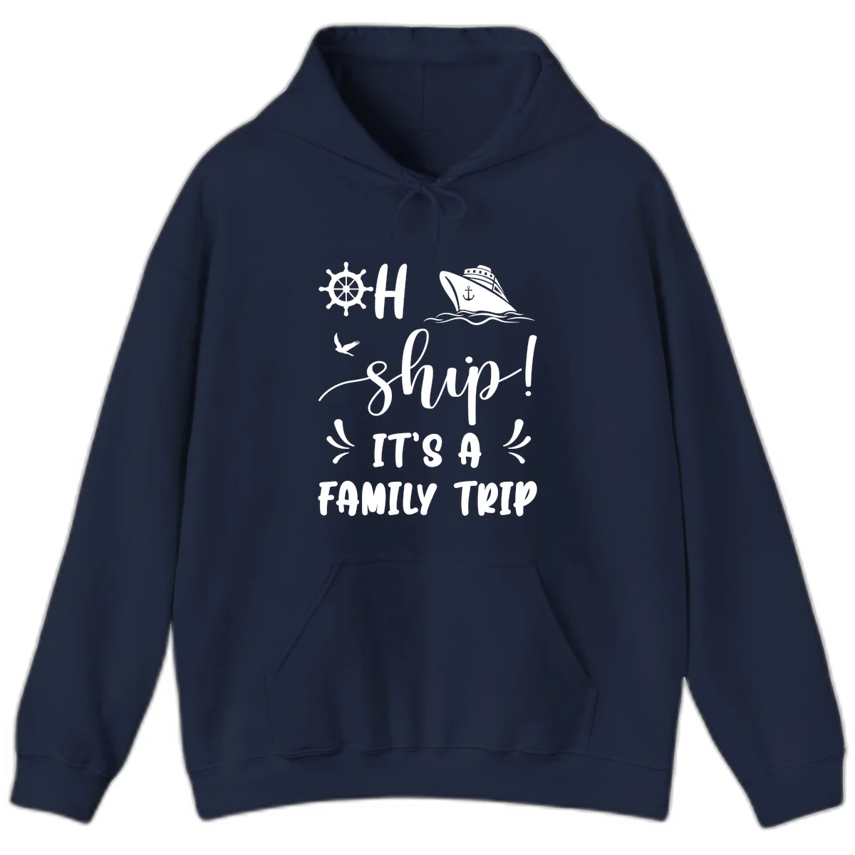 Ahoy Ship It's A Family Trip Hoodie in Navy