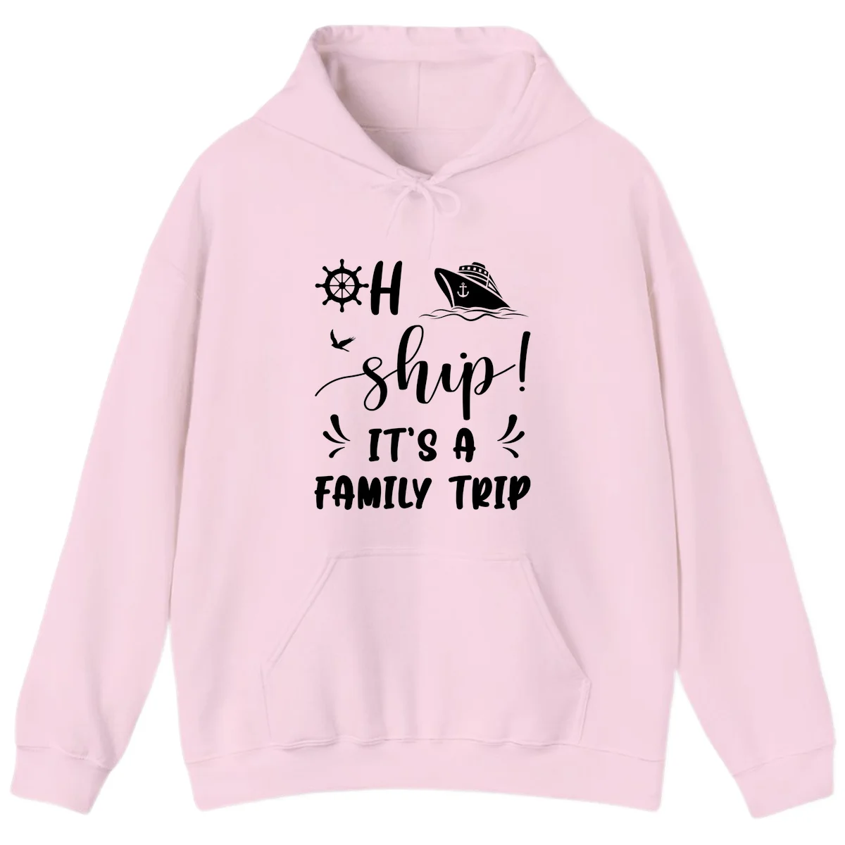 Ahoy Ship It's A Family Trip Hoodie in Light Pink