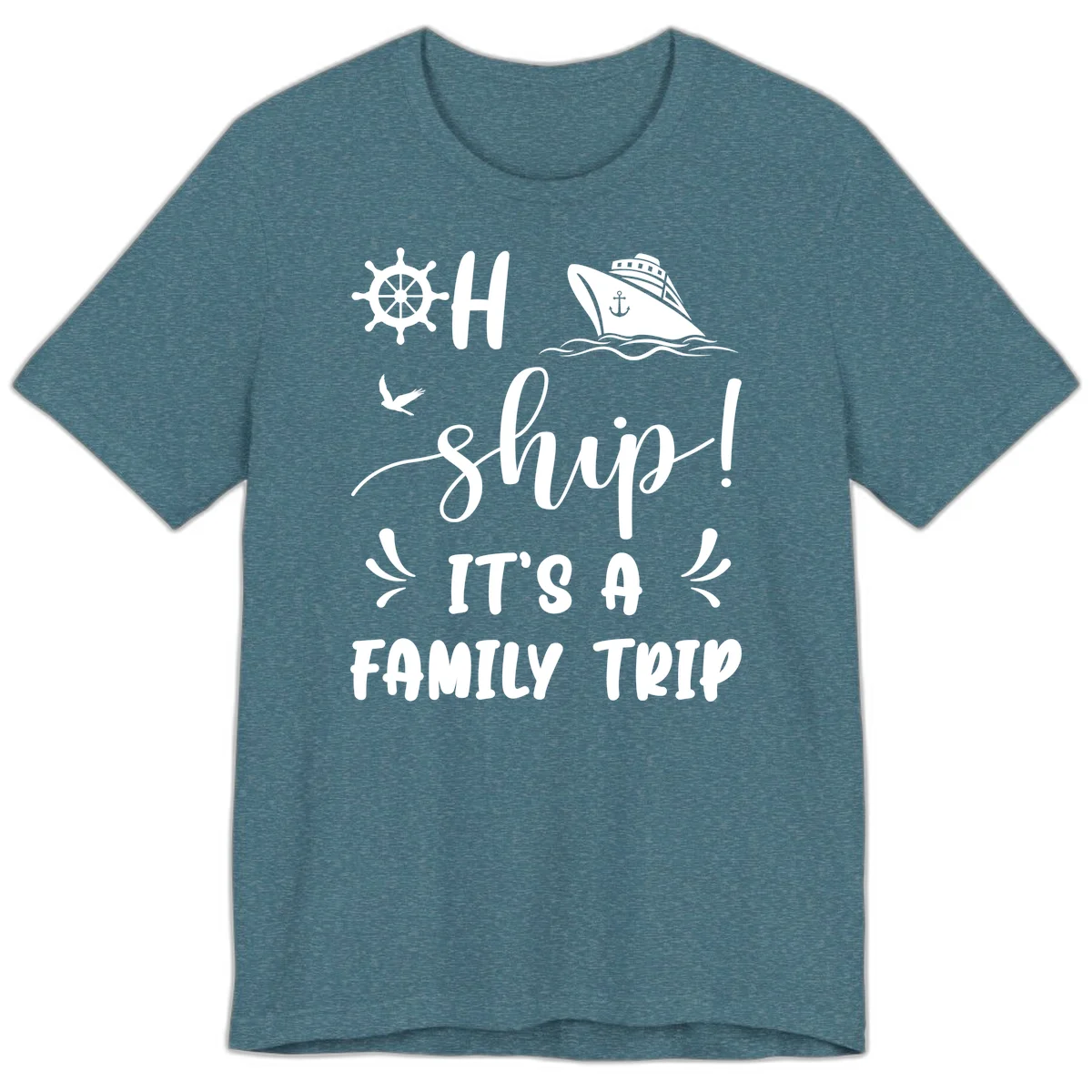 Ahoy Ship It's A Family Trip Premium T-Shirt in Heather Deep Teal