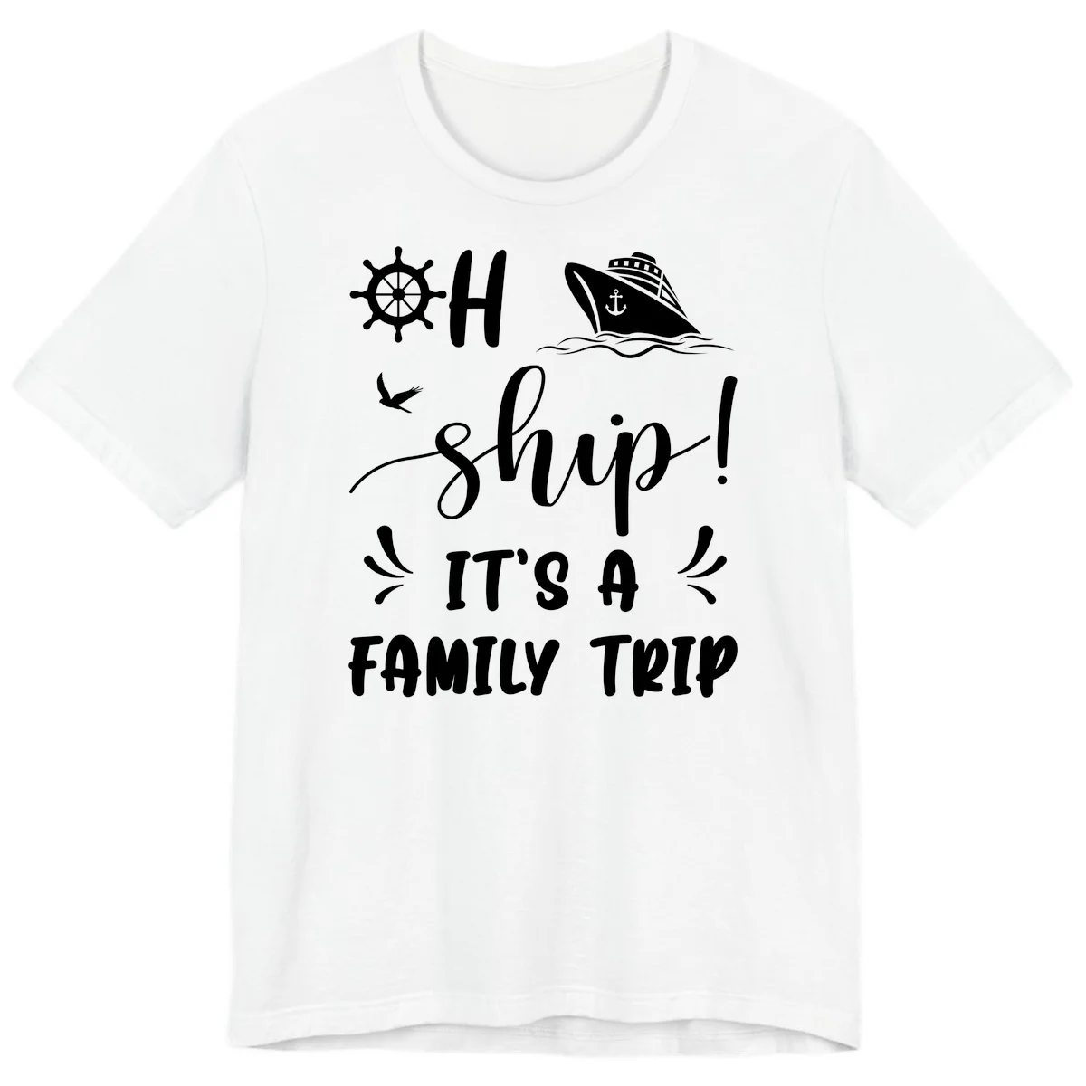 Ahoy Ship It's A Family Trip Premium T-Shirt in White