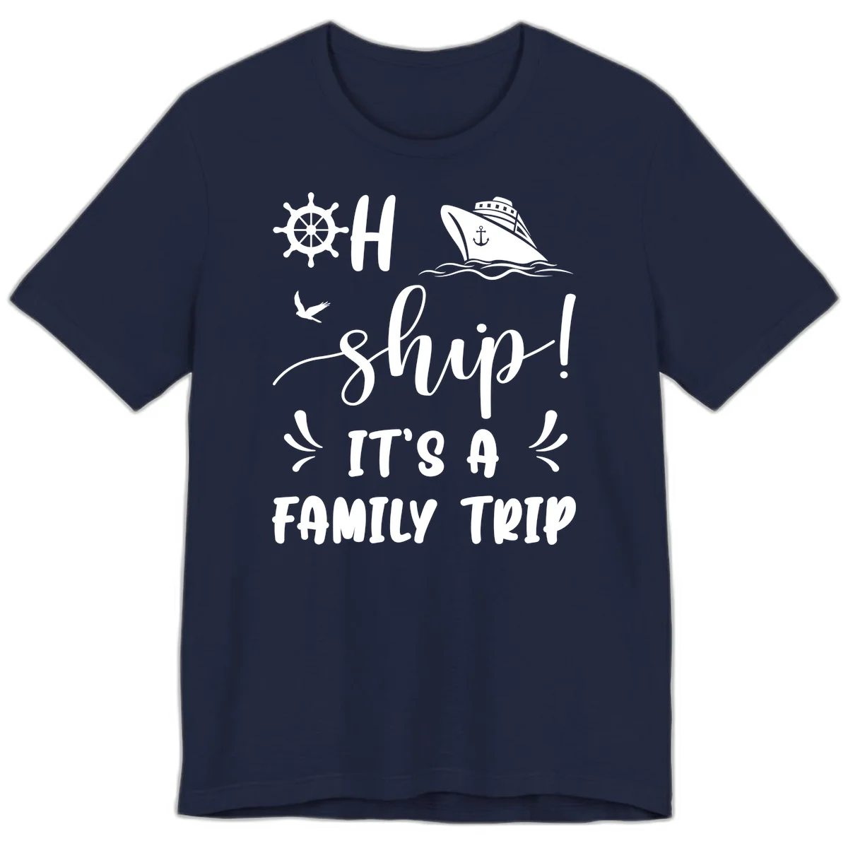 Ahoy Ship It's A Family Trip Premium T-Shirt in Navy