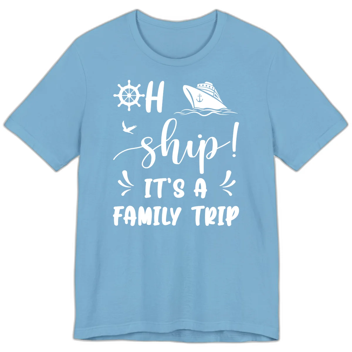Ahoy Ship It's A Family Trip Premium T-Shirt in Ocean Blue