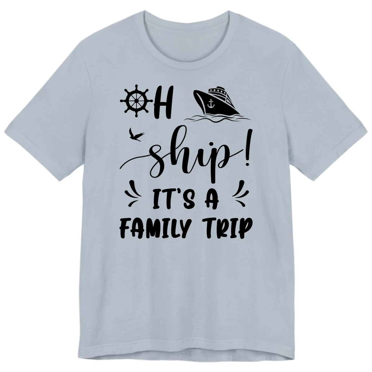 Ahoy Ship It's A Family Trip Premium T-Shirt in Light Blue