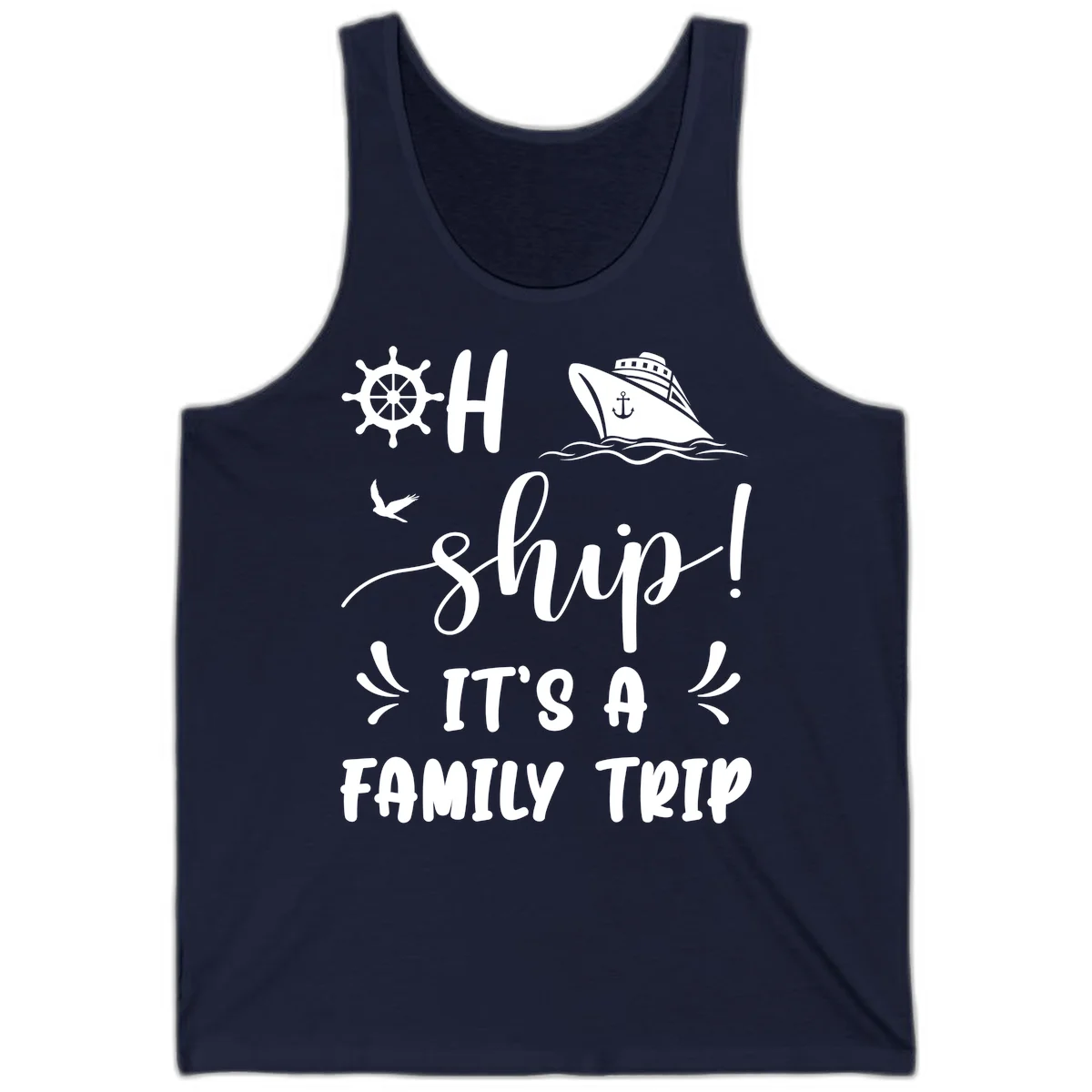 Ahoy Ship It's A Family Trip Tank in Navy
