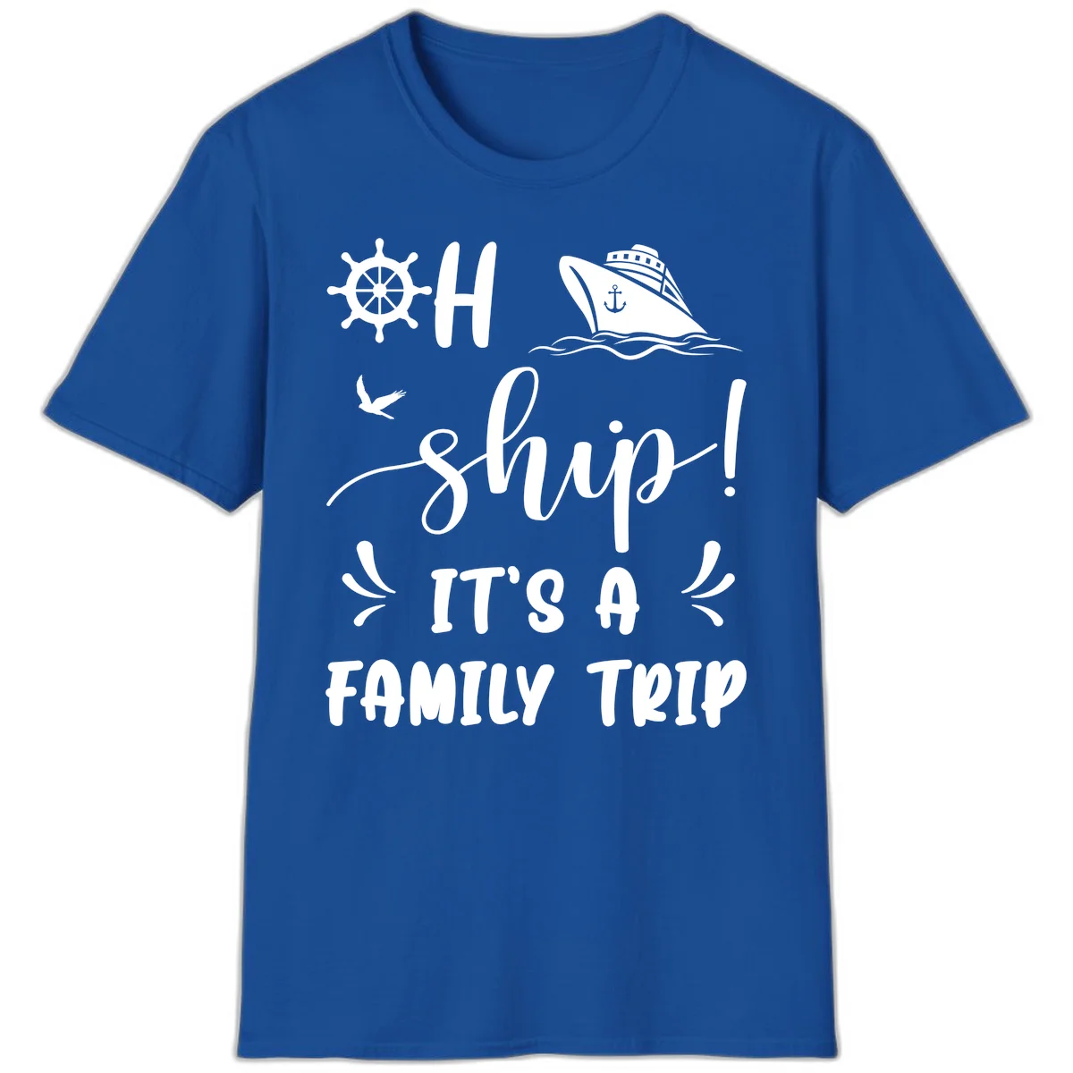 Ahoy Ship It's A Family Trip T-Shirt in Royal