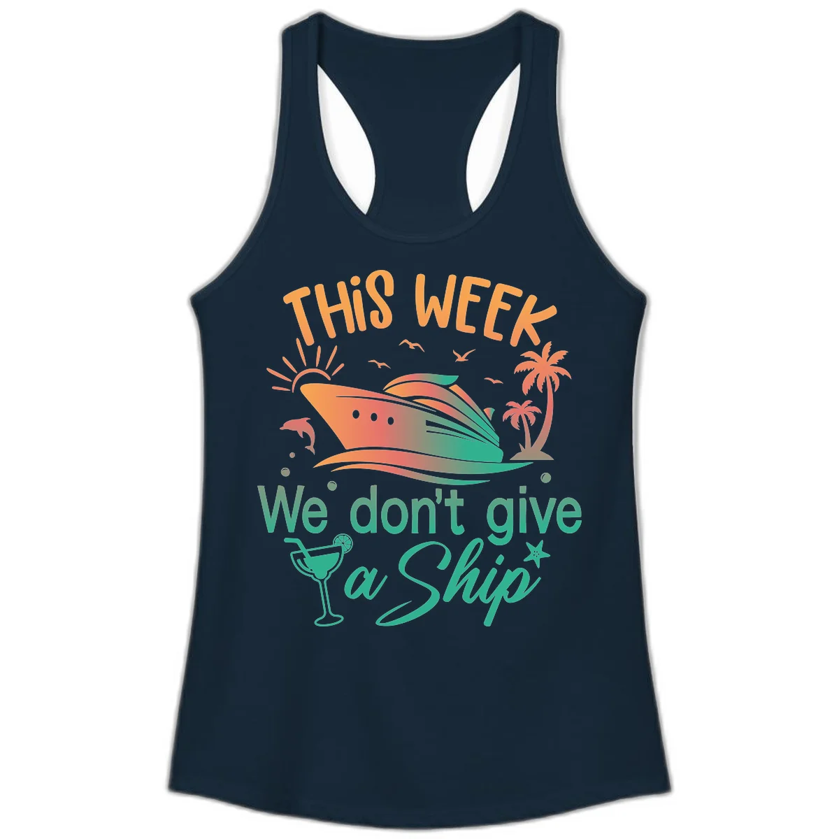 This Week We Don't Give A Ship Ladies Tank in Solid Midnight Navy