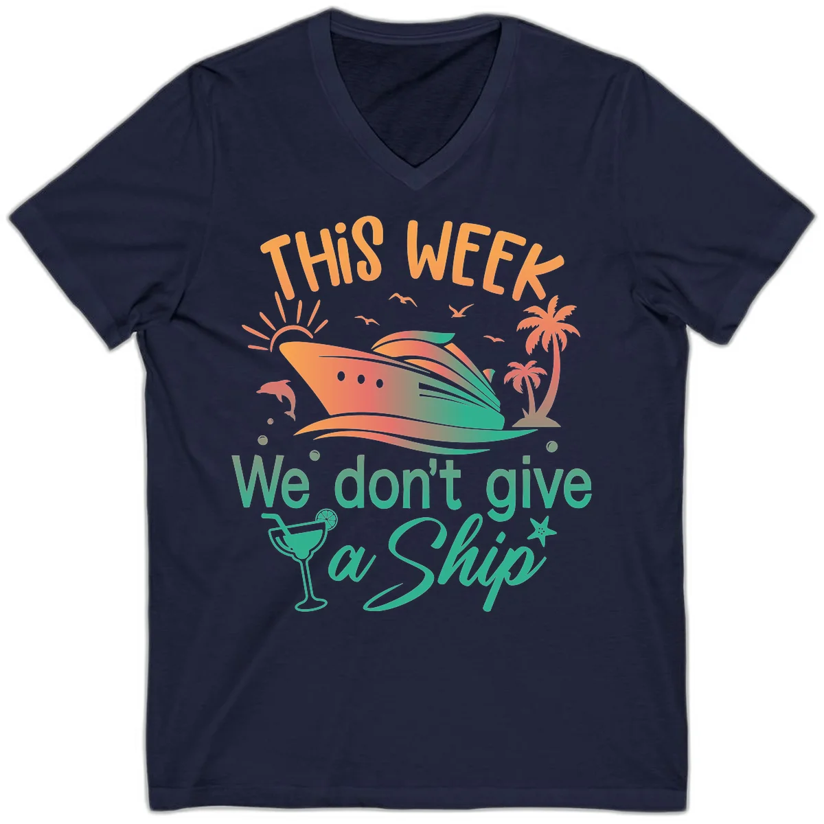 This Week We Don't Give A Ship V-Neck in Navy