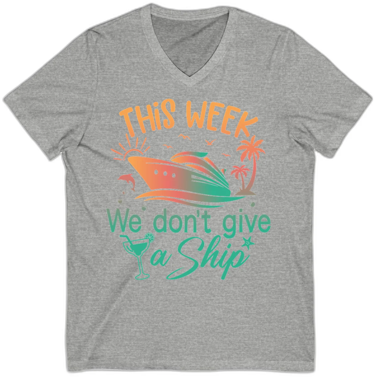 This Week We Don't Give A Ship V-Neck in Athletic Heather