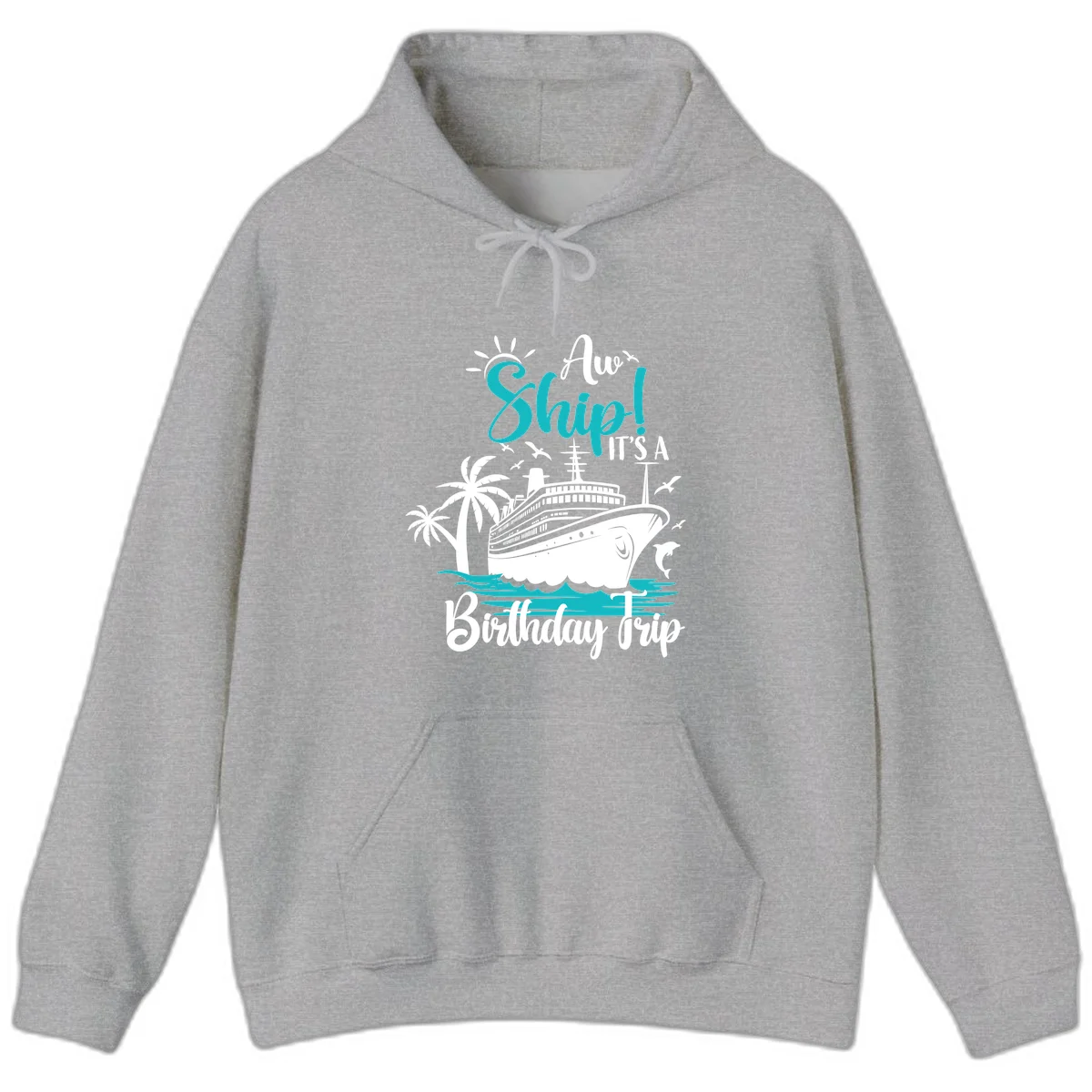 Aw Ship It's A Birthday Trip Cruise Hoodie in Sport Grey