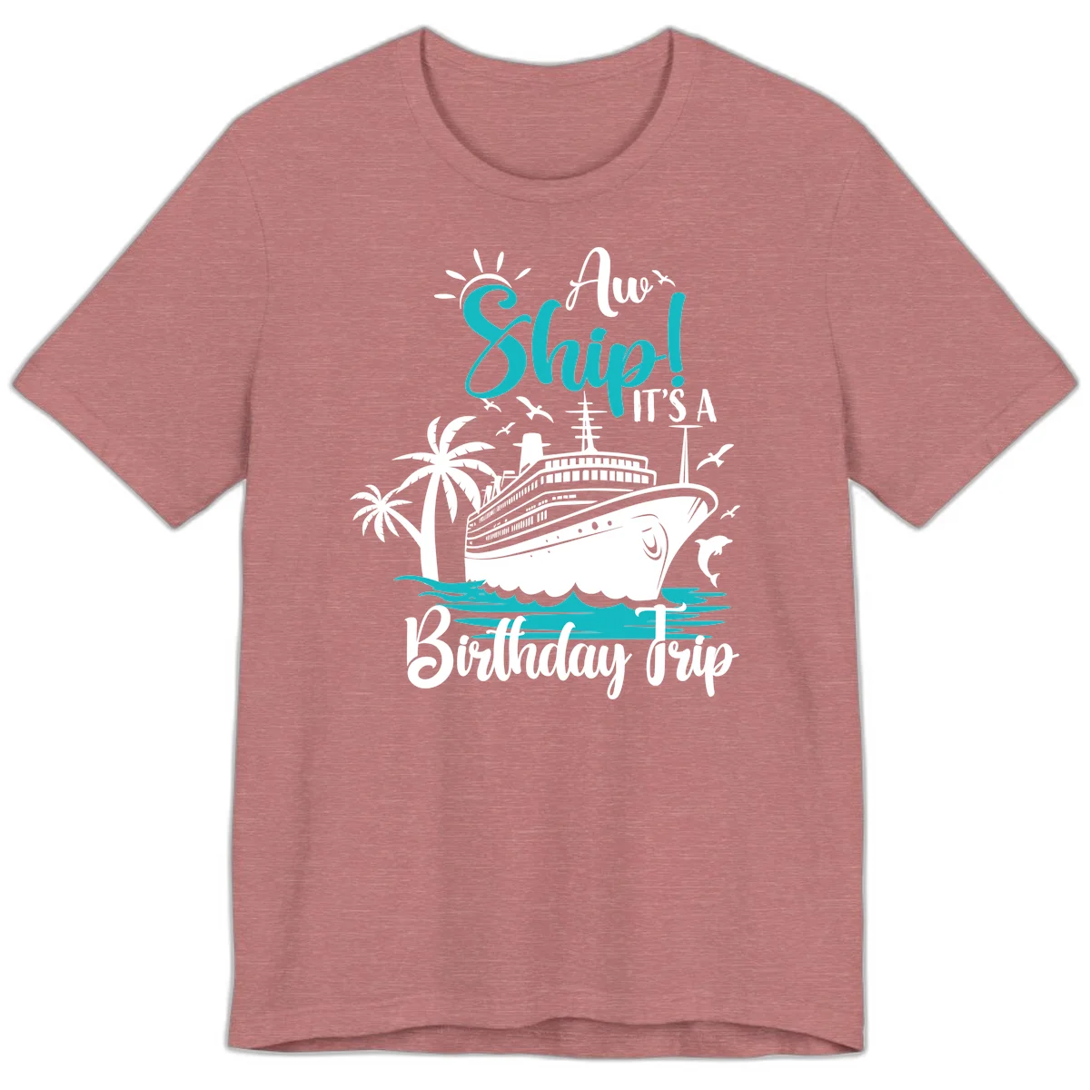 Aw Ship It's A Birthday Trip Premium T-Shirt in Heather Mauve
