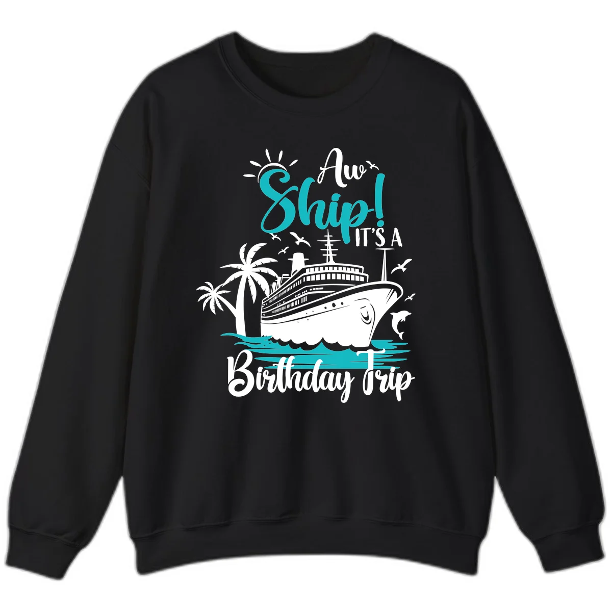 Aw Ship It's A Birthday Trip Sweatshirt in Black