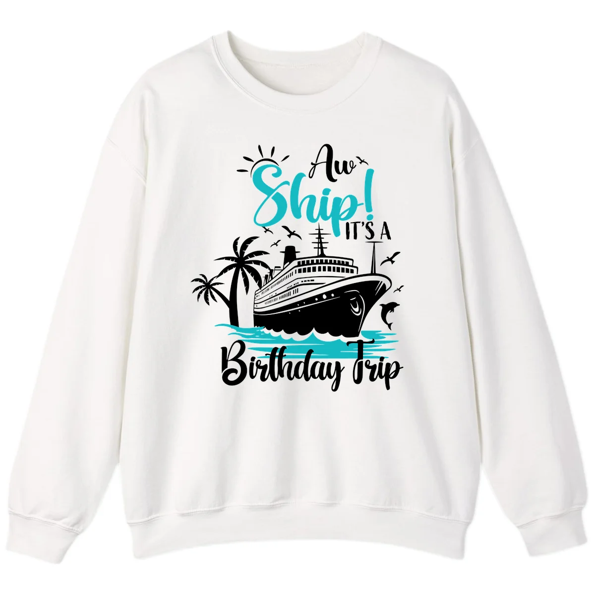 Aw Ship It's A Birthday Trip Sweatshirt in White