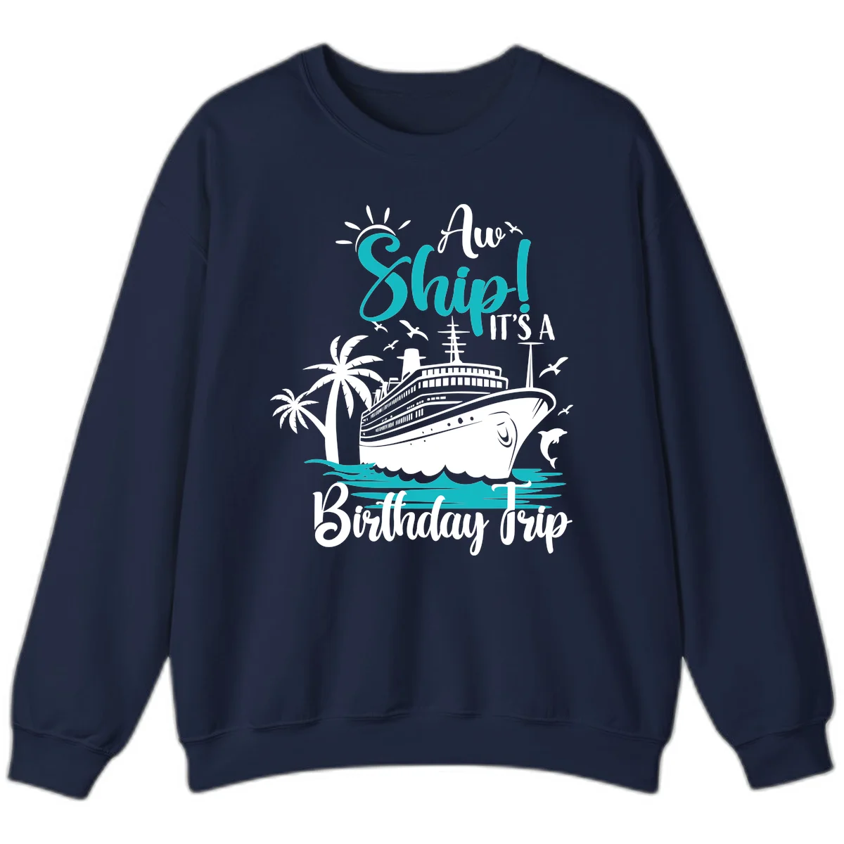 Aw Ship It's A Birthday Trip Sweatshirt in Navy