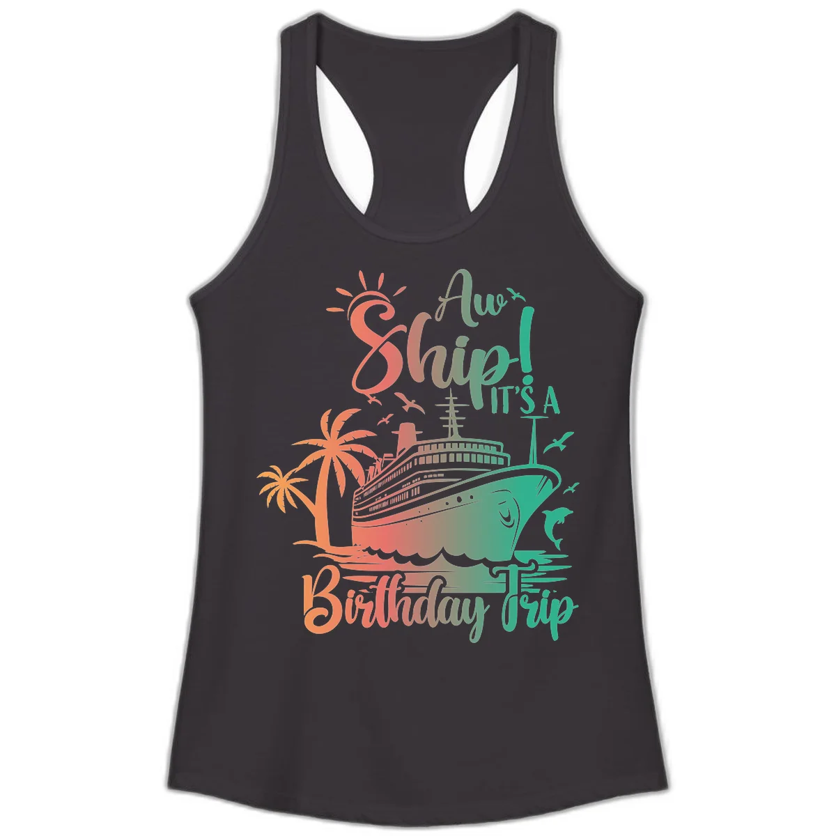 Ahoy It's A Cruise Ship Birthday Trip Ladies Tank in Black