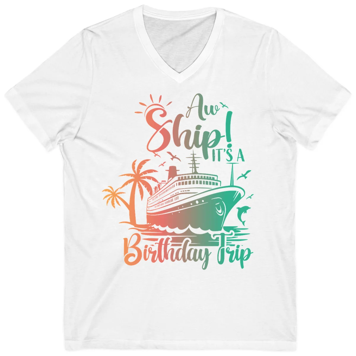 Ahoy It's A Cruise Ship Birthday Trip V-Neck in White