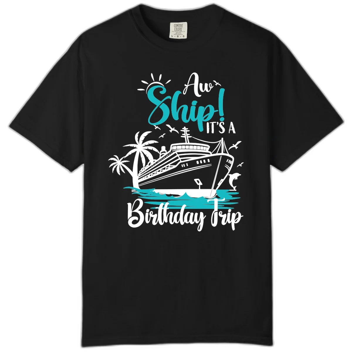 Ahoy Ship It's A Birthday Trip Comfort Color in Black
