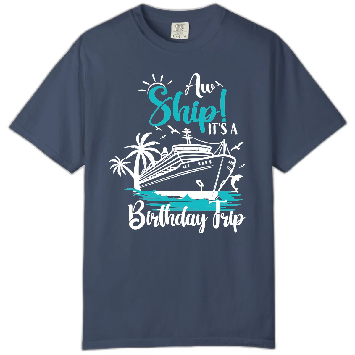 Ahoy Ship It's A Birthday Trip Comfort Color in Midnight