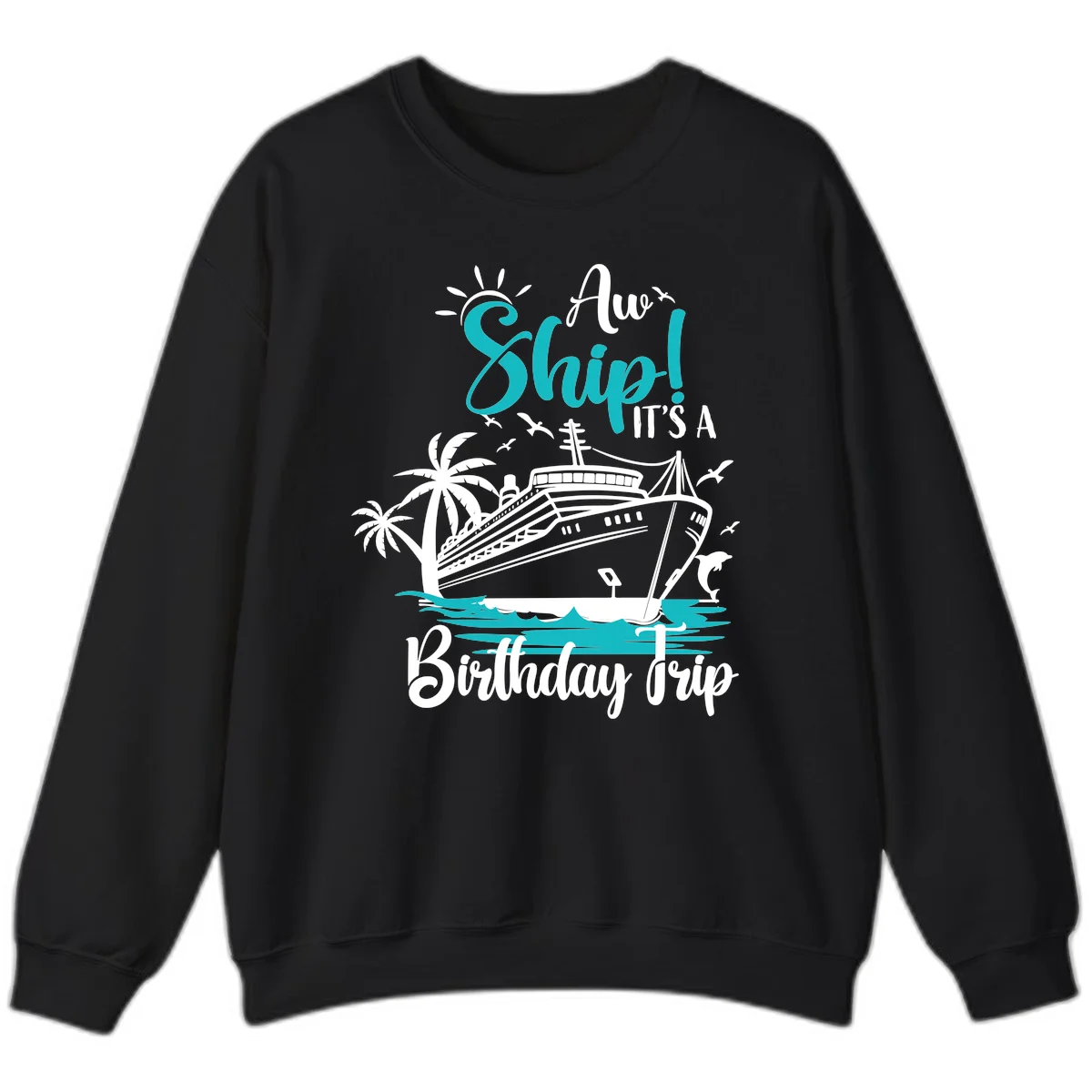 Ahoy Ship It's A Birthday Trip Sweatshirt in Black