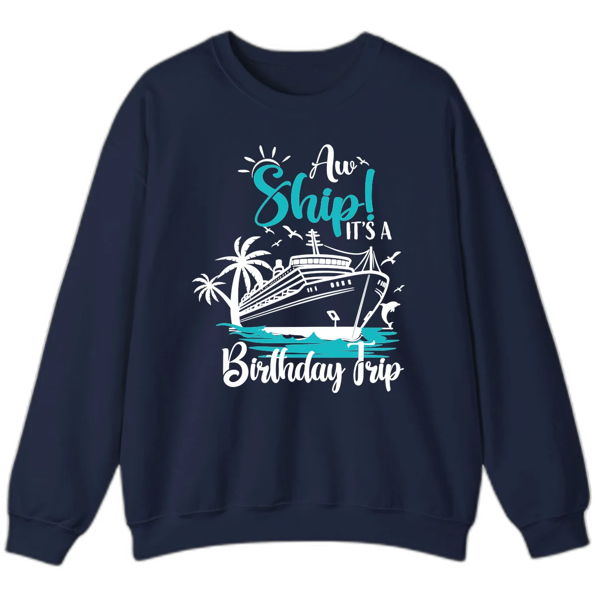 Ahoy Ship It's A Birthday Trip Sweatshirt in Navy