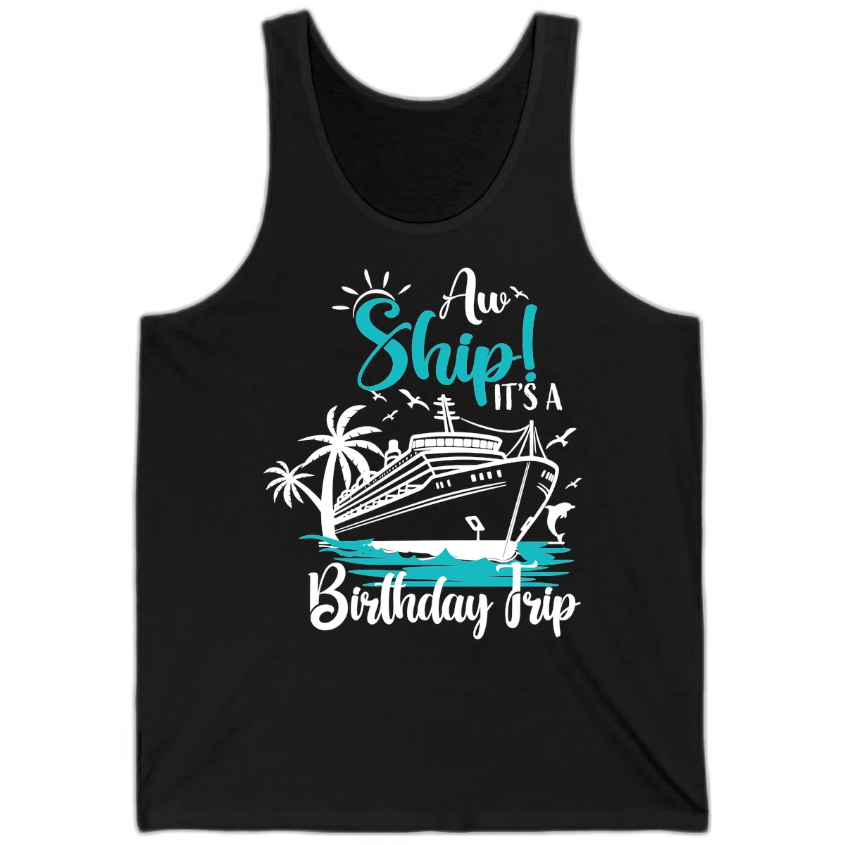 Ahoy Ship It's A Birthday Trip Tank in Black