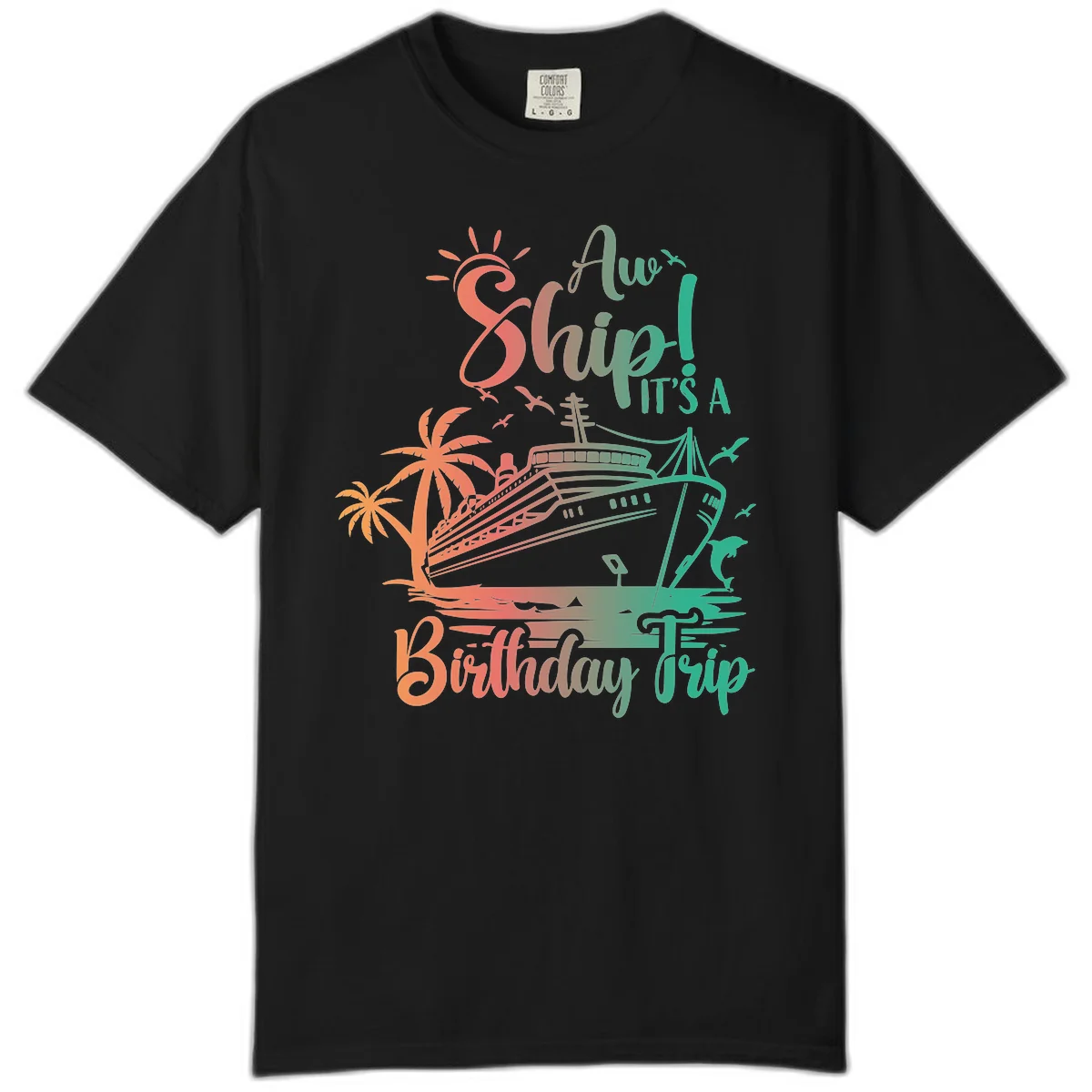 Ahoy It's A Birthday Trip Comfort Color in Black