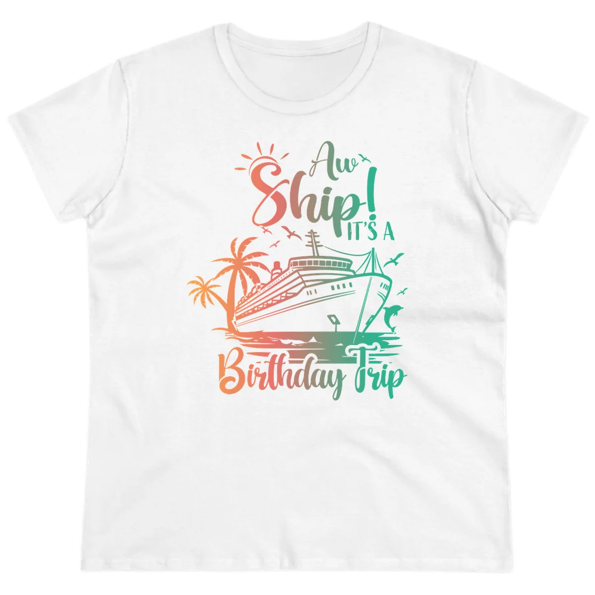 Ahoy It's A Birthday Trip Ladies Tee in White