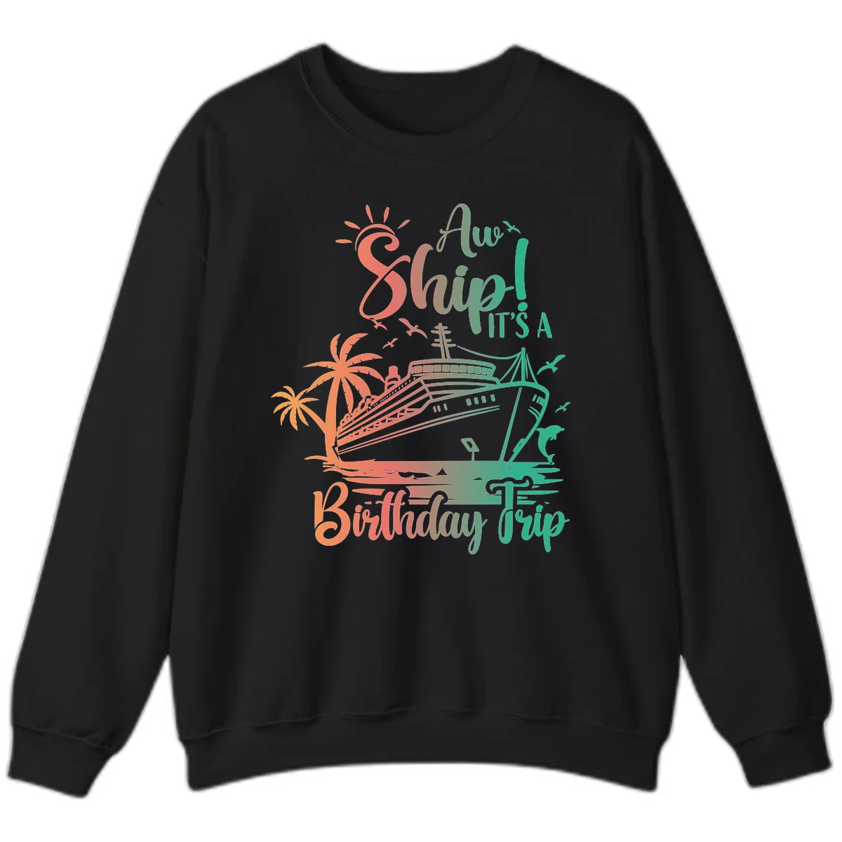 Ahoy It's A Birthday Trip Sweatshirt in Black